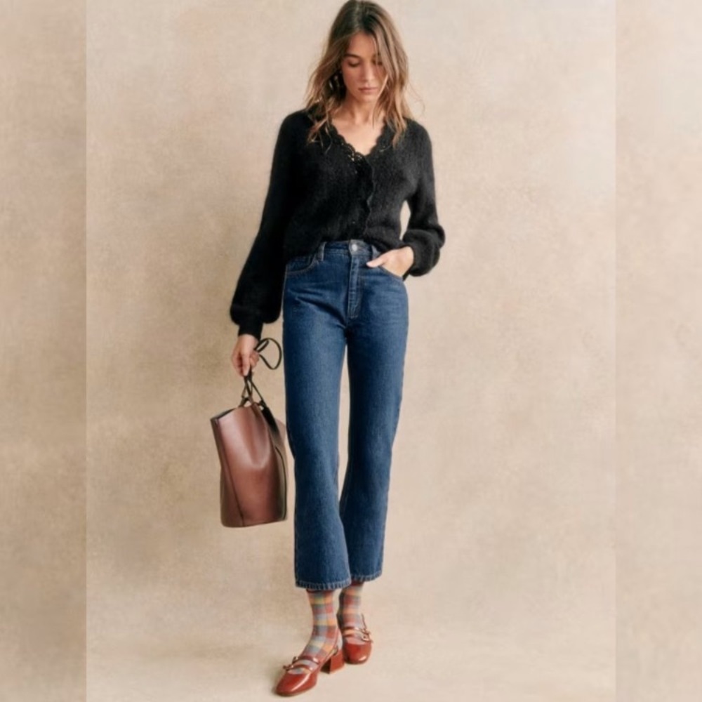 Sezane Black Cardigan Sweater